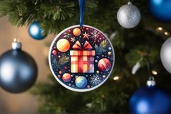 Colorful Gift Christmas Round Ornament Sublimation PNG Product Image 1