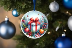 Colorful Gift Christmas Round Ornament Sublimation PNG Product Image 1
