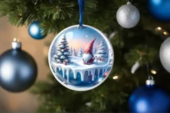 Round Christmas Ornament with Gnome PNG Product Image 4