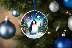 Watercolor Christmas Penguin Ornament Sublimation PNG Product Image 4