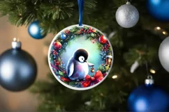 Watercolor Christmas Penguin Ornament Sublimation PNG Product Image 4
