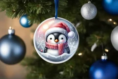 Winter Penguin Portrait Sublimation PNG Product Image 1