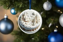 Round 3D Martzipan Winter Scene Ornament Sublimation PNG Product Image 4