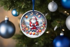 Santa with deer Round Ornament Sublimation PNG Product Image 4
