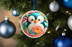 Pastel Penguin Ornament Sublimation PNG Product Image 4