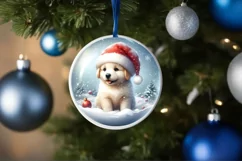 Winter Scene Puppy Portrait Round Sticker Product Image 4