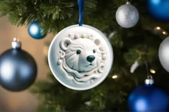 Round 3D Martzipan Christmas Polar Bear Ornament Sublimation Product Image 4