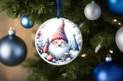 Christmas Gnomes Round Ornament Sublimation PNG Product Image 4