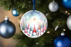 Christmas Gnomes Round Ornament Sublimation PNG Product Image 1