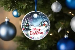 Winter Scene Merry Christmas Ornament Sublimation PNG Product Image 4