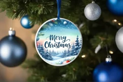 Winter Scene Merry Christmas Ornament Sublimation PNG Product Image 4
