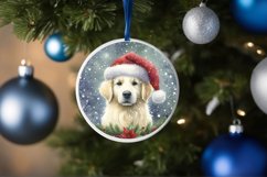 Christmas Dog Round Ornament Sublimation PNG Product Image 4