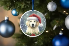 Christmas Dog Round Ornament Sublimation PNG Product Image 4