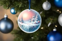 Round Christmas Ornament with Sleigh PNG Product Image 4
