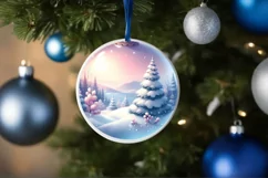 Round Christmas Ornament with Sleigh PNG Product Image 4