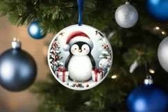 Penguin Round Ornament Sublimation PNG Product Image 1