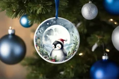 Penguin Round Ornament Sublimation PNG Product Image 4