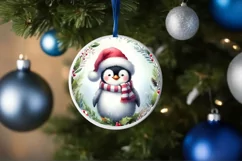 Penguin Round Ornament Sublimation PNG Product Image 1