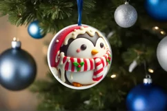 3D Penguin Christmas Ornament Sublimation PNG Product Image 1