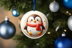 3D Penguin Christmas Ornament Sublimation PNG Product Image 1