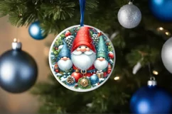 Gnome Round Ornament Sublimation PNG Product Image 1