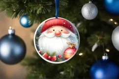 Christmas Gnome Round Ornament Sublimation PNG Product Image 1