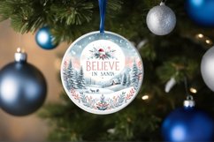Winter Scene with Believe in Santa Round Ornament Product Image 4