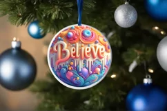 BELIEVE 3D Winter Ornament Sublimation PNG Product Image 4