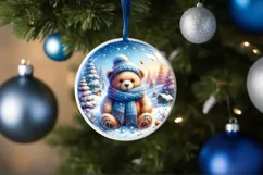 Round Melting Winter Scene Teddy Bear Ornament PNG Product Image 1