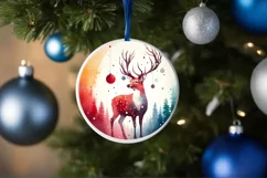 Colorful Deer Christmas Ornament PNG Product Image 1