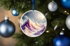 Pastel Winter Scene Ornament Sublimation PNG Product Image 1