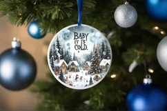 Christmass Scene Baby it's Cold Outsite Round Ornament Product Image 4