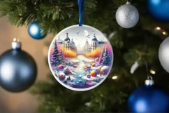 Round Melting Winter Scene Spain Ornament PNG Product Image 4