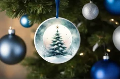 Christmas Tree Round Ornament Sublimation PNG Product Image 4