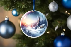 Round Melting Winter Scene Spain Ornament PNG Product Image 1
