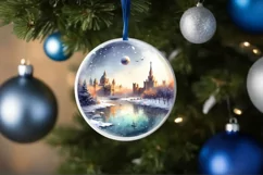 Round Melting Winter Scene Spain Ornament PNG Product Image 1