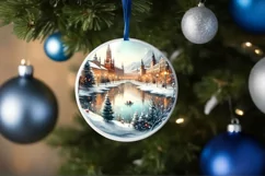 Round Melting Winter Scene Spain Ornament PNG Product Image 1