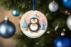 Round Christmas Ornament Sublimation|Clipart Product Image 3