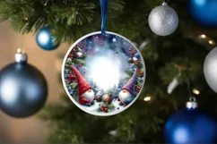 Winter Gnomes Round Ornament Sublimation PNG Product Image 1