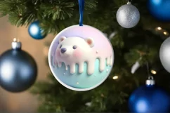 3D Polar Bear Christmas Ornament PNG Product Image 1