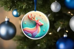 Round 3D Marzipan Christmas Deer Ornament PNG Product Image 4