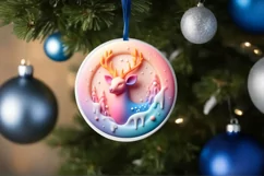 Round 3D Marzipan Christmas Deer Ornament PNG Product Image 4
