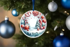 Round Melting Winter Scene with Candies Ornament PNG Product Image 4