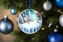 Round Melting Winter Scene with Candies Ornament PNG Product Image 4