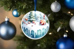 Round Melting Winter Scene with Candies Ornament PNG Product Image 1