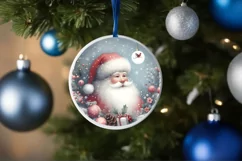 Santa Round Ornament Sublimation PNG Product Image 1