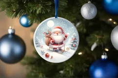 Santa Round Ornament Sublimation PNG Product Image 1