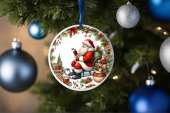 Santa Round Ornament Sublimation PNG Product Image 1