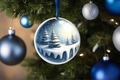 Winter Scene with Sleight Round Ornament Sublimation PNG Product Image 1