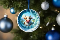 Icy Wall Cow Digital Painting Sublimation PNG Product Image 4
